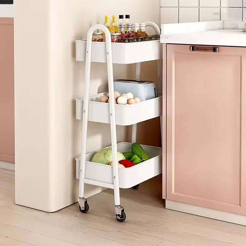 ZS - 3 Tier Metal Storage Trolley Storage Cart Serving Trolley - Black