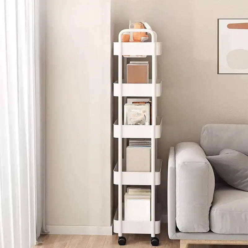 ZS - 5 Tier Multi-Purpose Rolling Cart Trolley - White