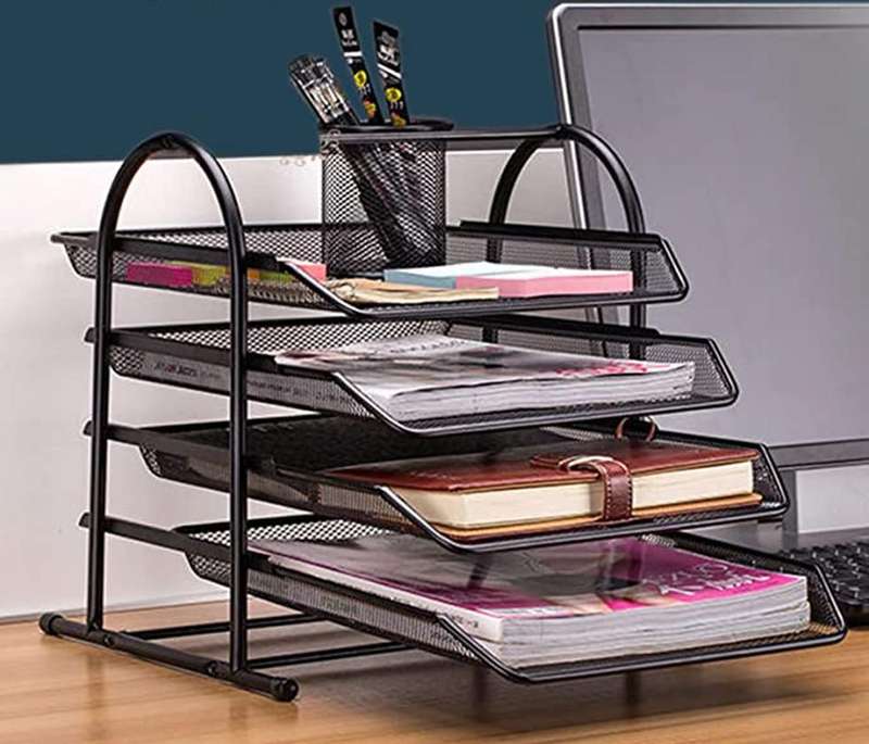 ZS - 4-Tier Metal Desk Organizer with Sliding Document Tray