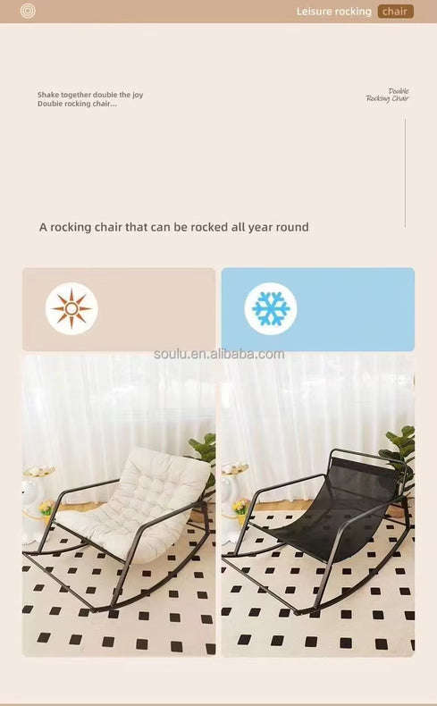 Simple and stylish single rocking chair that can sleep or lie down - Gray