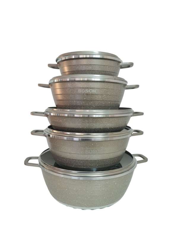 ZS - Aluminum 10 Piece Non Stick Coating Pot Set - Black