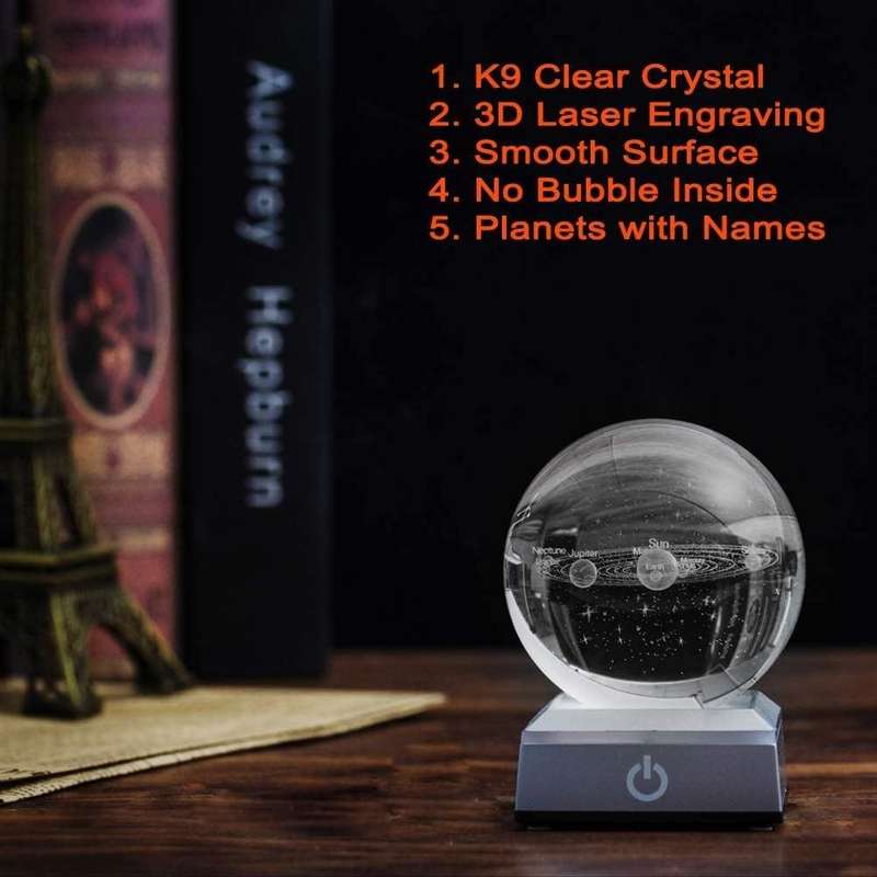 ZS - 8cm 3D Crystal Ball with Colour Changing Light Up Base - Galaxy