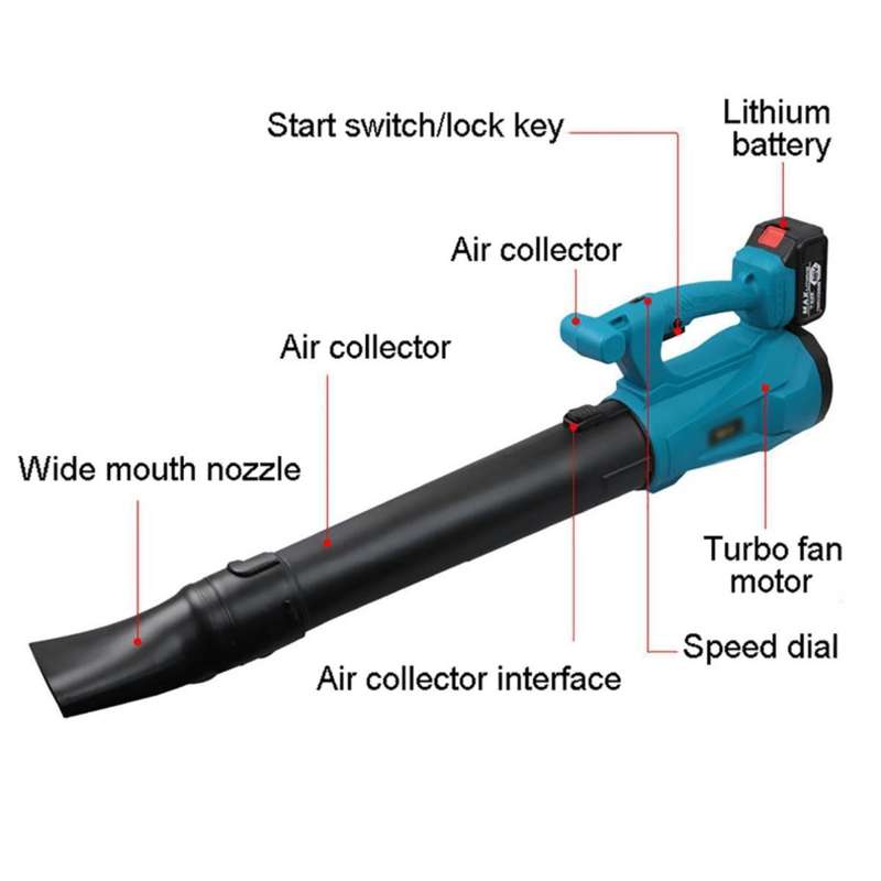 21V Lithium Battery Cordless Leaf Blower - 200km/H