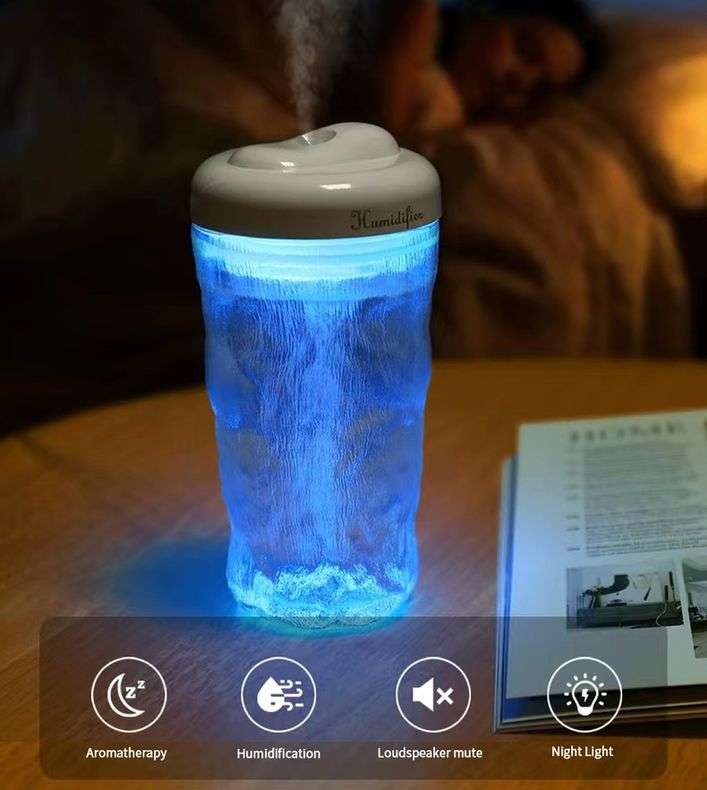 ZS - Luxury Glass Ice Core Humidifier Electric Diffusers With Night Light