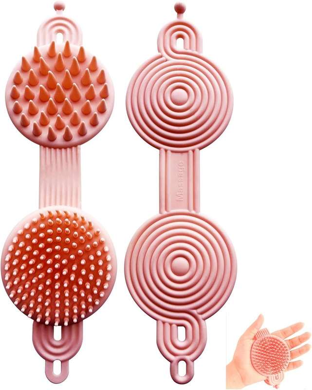 ZS - 2 in 1 Silicone Scrub Brush Scalp Massager Shampoo Brush - Pink