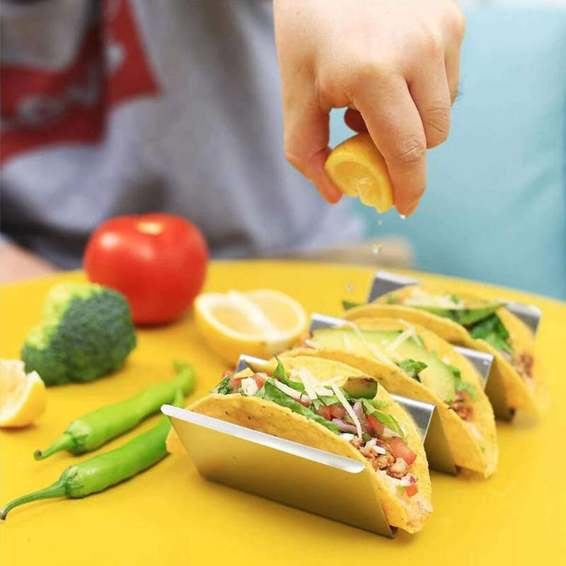 ZS - Taco Holder Stand Stainless Steel Taco Rack with Handles 3PCS SET