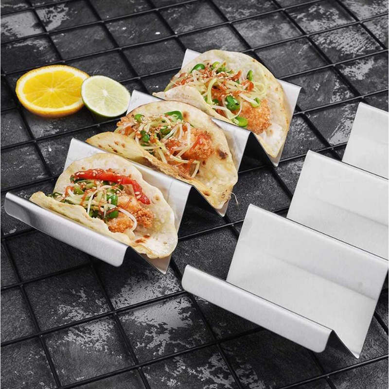 ZS - Taco Holder Stand Stainless Steel Taco Rack with Handles 3PCS SET