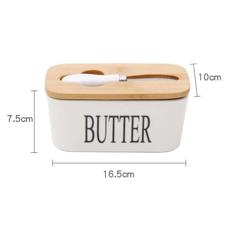 ZS - Ceramic Butter Jar with Butter Knife - Black