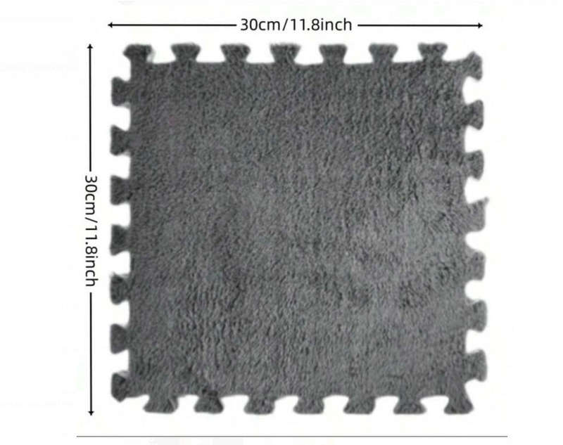 ZS - 10 Pieces Fluffy Puzzle Foam Floor Mat - Beige