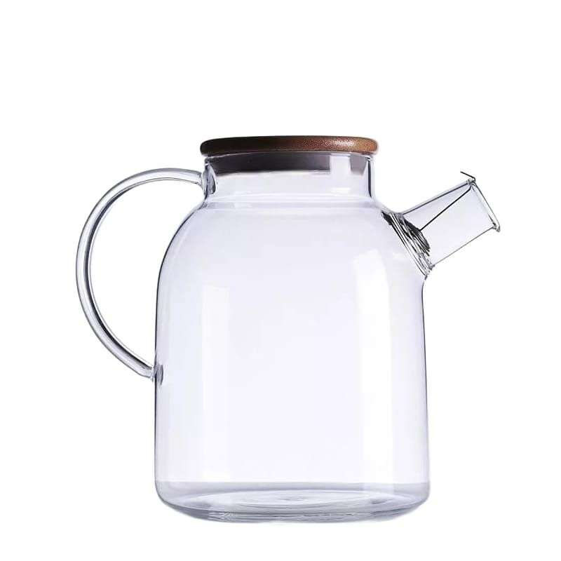 ZS - Teapot 1.5 Litre Traditional Borosilicate Glass With Wooden Lid