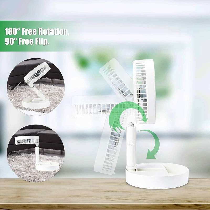 ZS - Rechargeable Portable Telescopic Hydrating Retractable Floor/Desk Fan - White