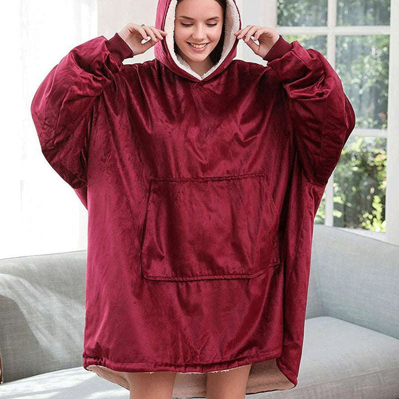 ZS - Huggle Hoodie Ultra Plush Blanket, One Size - Navy