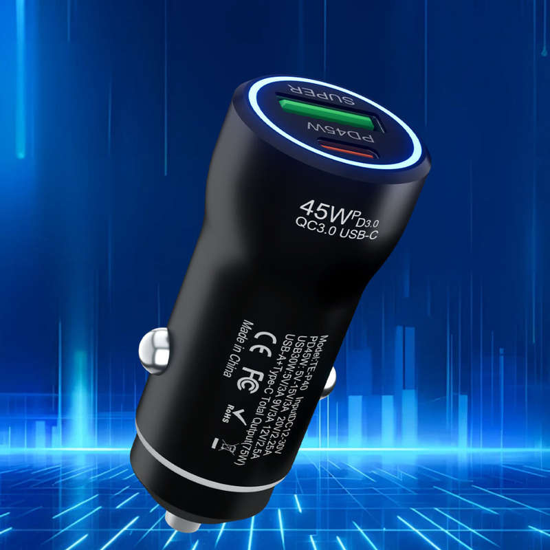 ZS - 45W Dual Port Fast Car Charger - White