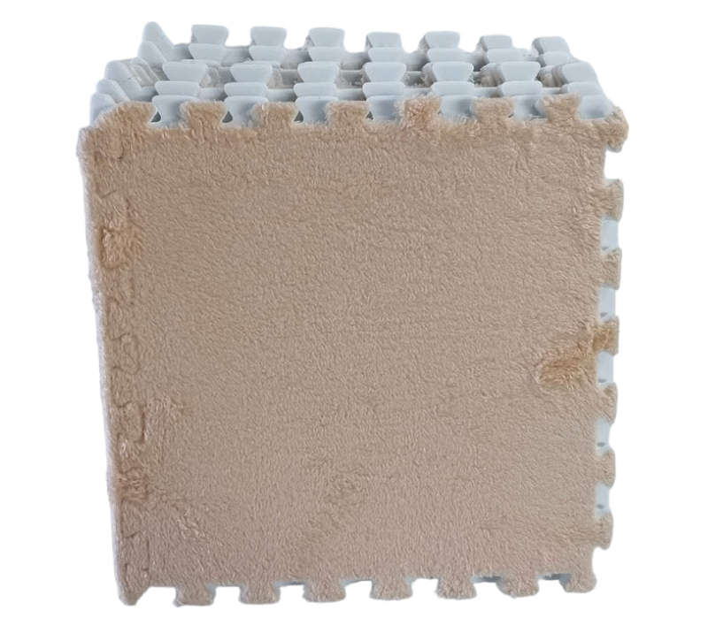ZS - 10 Pieces Fluffy Puzzle Foam Floor Mat - Beige