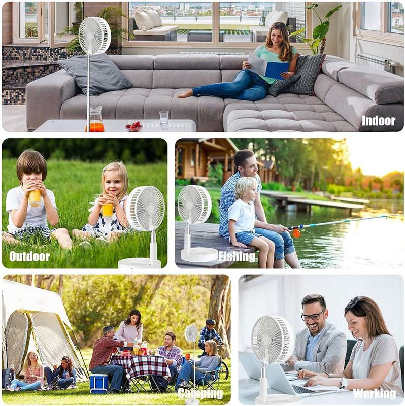 ZS - Rechargeable Portable Telescopic Hydrating Retractable Floor/Desk Fan - White