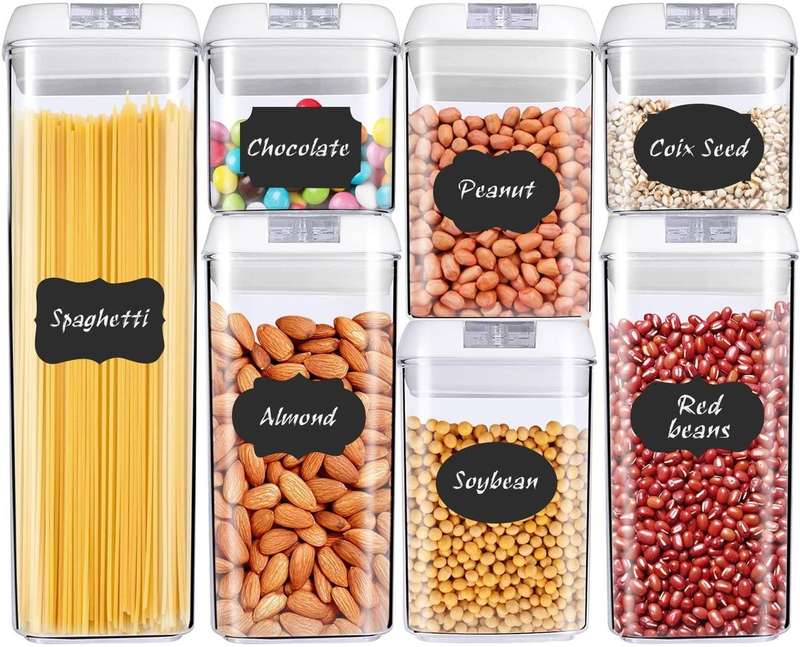 ZS - 7 Pieces Of Air-Tight Sealed Food Storage Container Set - Black