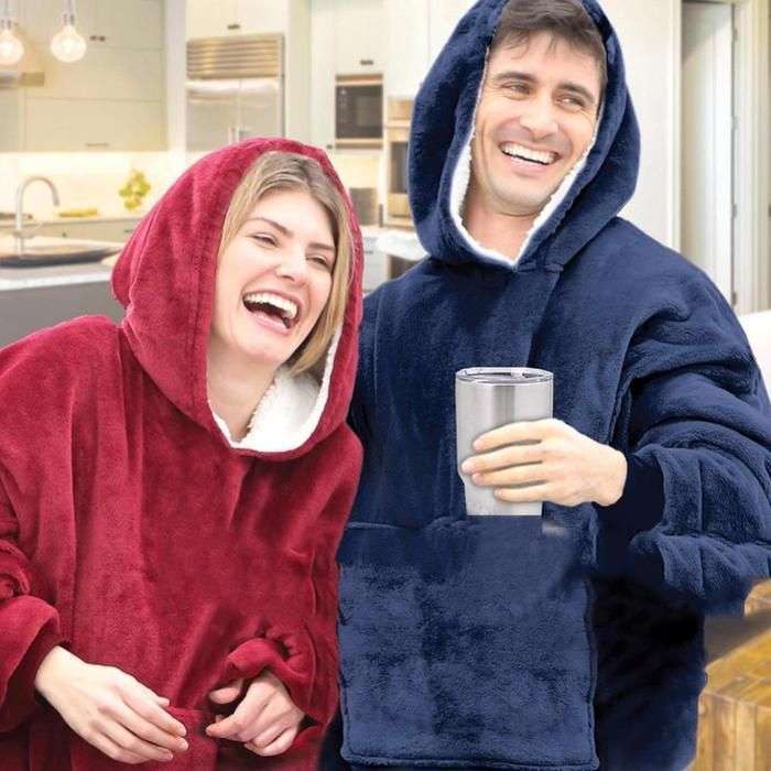 ZS - Huggle Hoodie Ultra Plush Blanket, One Size - Navy
