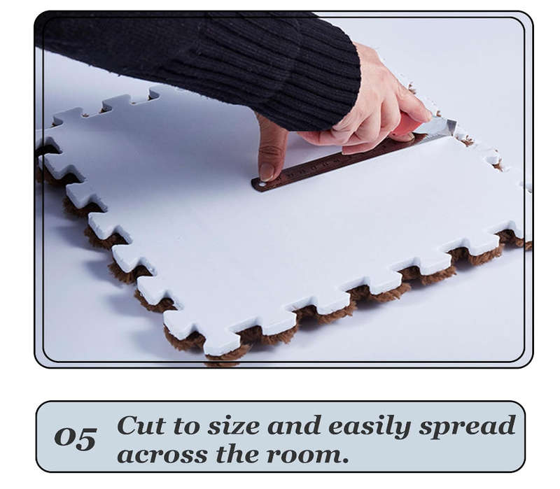 ZS - 10 Pieces Fluffy Puzzle Foam Floor Mat - Beige
