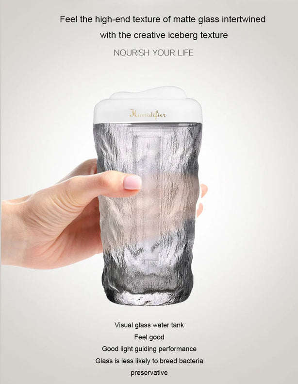 ZS - Luxury Glass Ice Core Humidifier Electric Diffusers With Night Light
