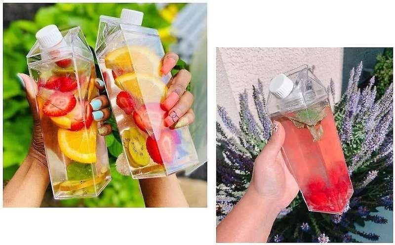 ZS - Milk - Water - Juice Clear Plastic Water Bottle 1L - Orange