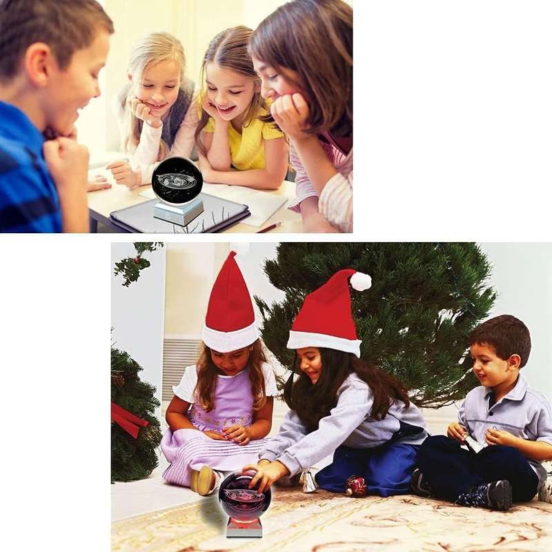 ZS - 8cm 3D Crystal Ball with Colour Changing Light Up Base - Galaxy