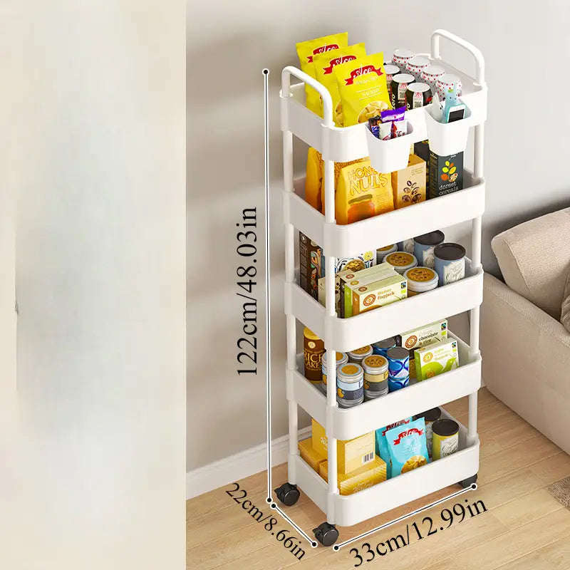 ZS - 5 Tier Multi-Purpose Rolling Cart Trolley - White