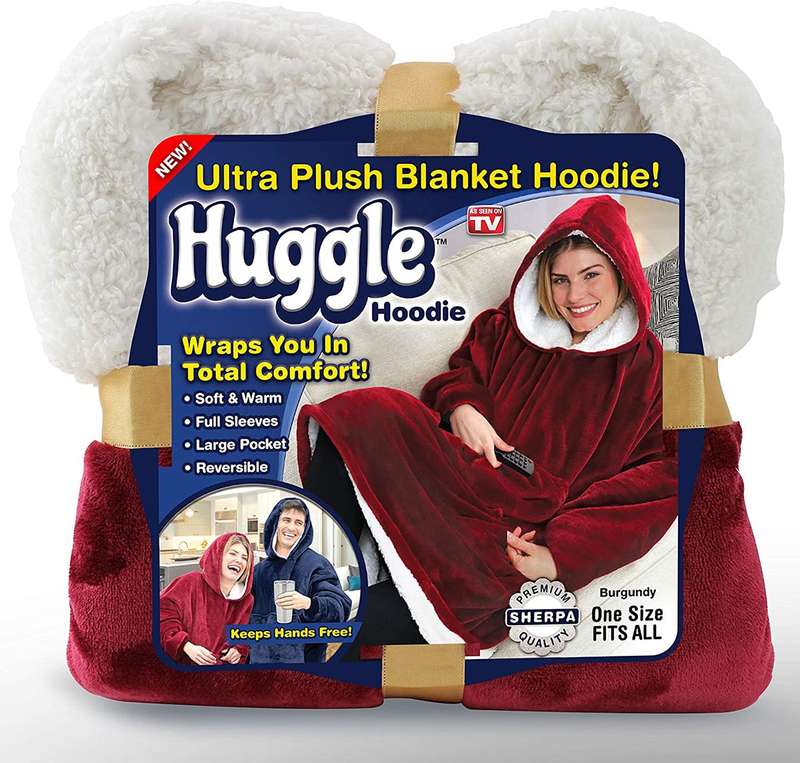 ZS - Huggle Hoodie Ultra Plush Blanket, One Size - Navy