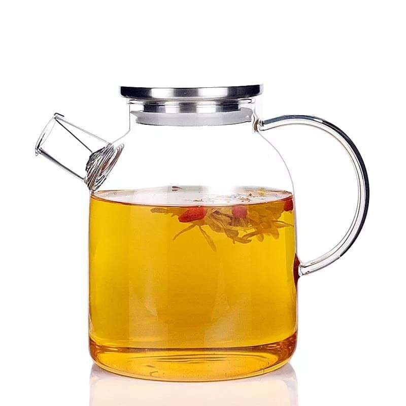 ZS - Teapot 1.5 Litre Traditional Borosilicate Glass With Wooden Lid