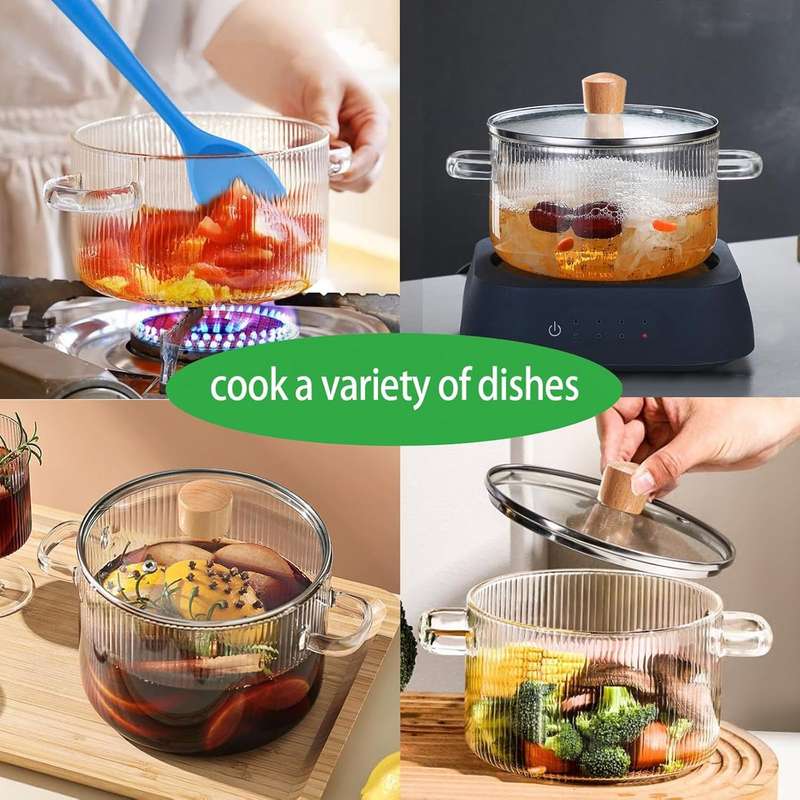 ZS - Glass Pot Heat Resistant Compatible With Gas & Electric Ceramic Stove - 1800ml