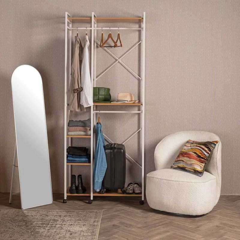 ZS - Free-Standing or Wall-Mount Aluminum Frame Arched Mirror - 146 cm x 36 cm - Black