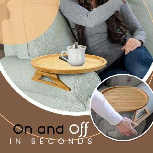 ZS - Bamboo Sofa Armrest Tray - Round - 30cm