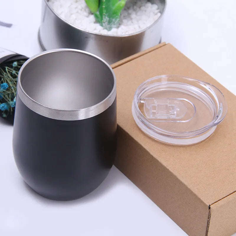 ZS - 350ml/12oz Stainless Steel Insulated Travel Mug With Lid - Black