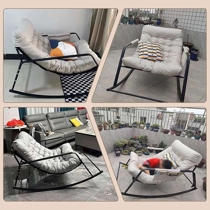 Simple and stylish single rocking chair that can sleep or lie down - Gray