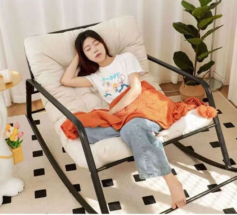 Simple and stylish single rocking chair that can sleep or lie down - Gray