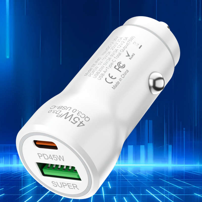 ZS - 45W Dual Port Fast Car Charger - White