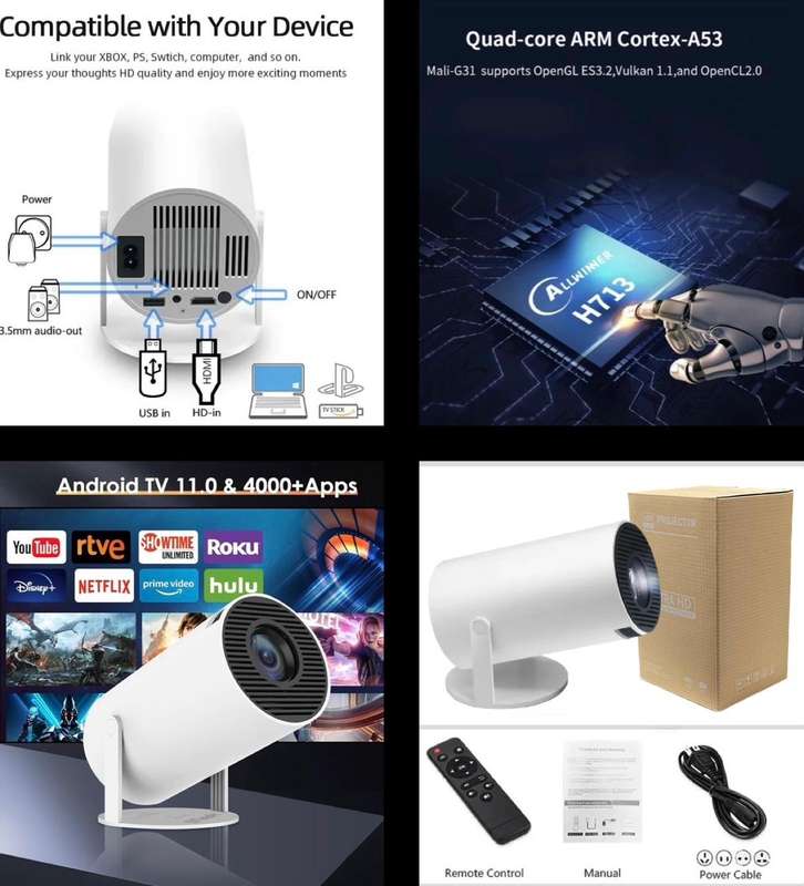 4K ULTRA HD PROJECTOR WITH REMOTE