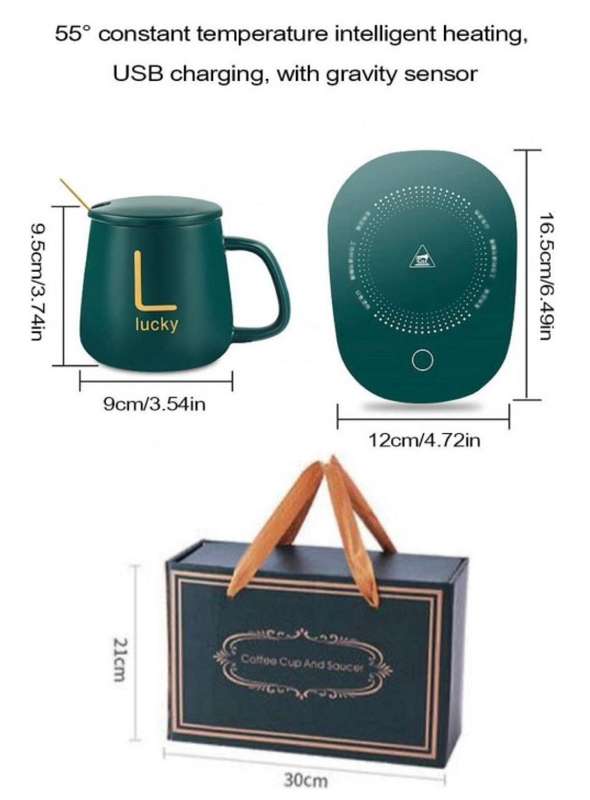 ZS - Ceramic Coffee Cup with Heating Pad - Green