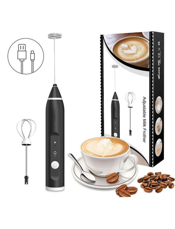 ZS - Rechargeable Portable 2 in 1 Milk Frother - Black