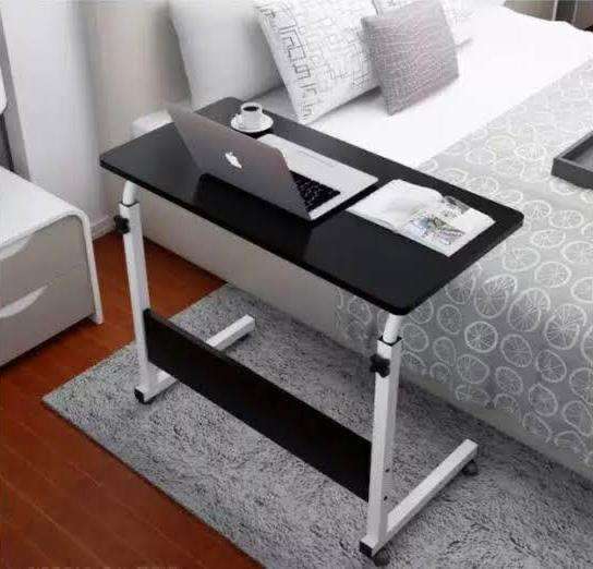 Portable Laptop Desk With Adjustable Stand & Wheels - Black