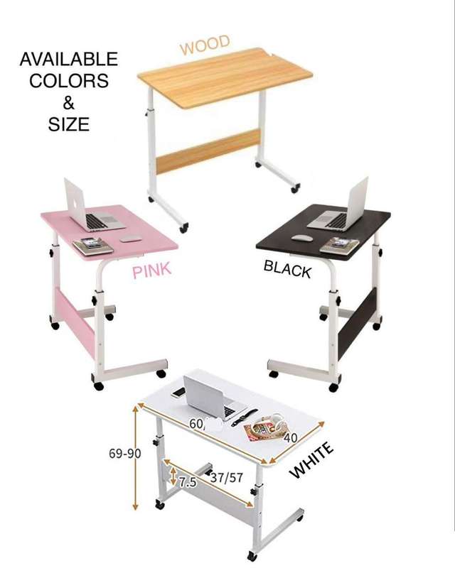 Portable Laptop Desk With Adjustable Stand & Wheels - Black