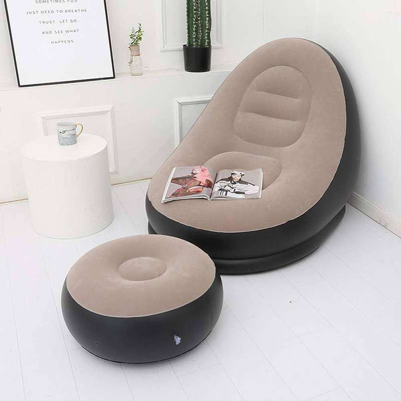ZS - Flocking Sofa Set Inflatable - Black&Khaki