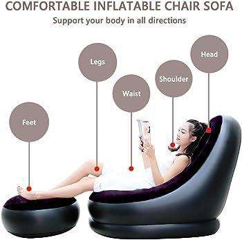 ZS - Flocking Sofa Set Inflatable - Black&Khaki