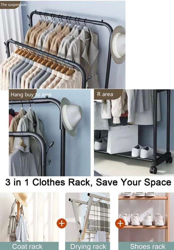 Multi-purpose Hanging Rack With Wheels - White