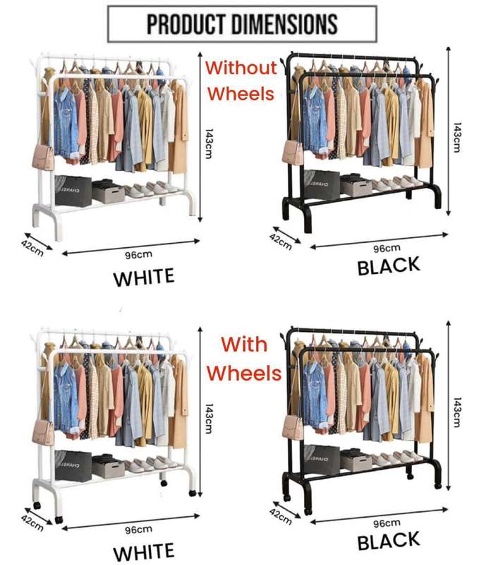 Multi-purpose Hanging Rack With Wheels - White