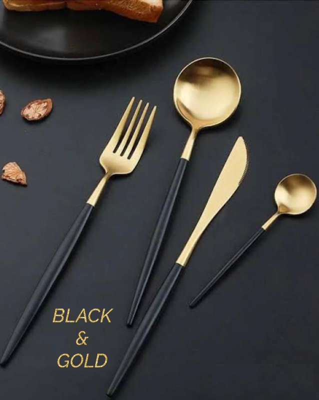 2 Tone Cutlery Set 24pcs Set - Gray and Gold