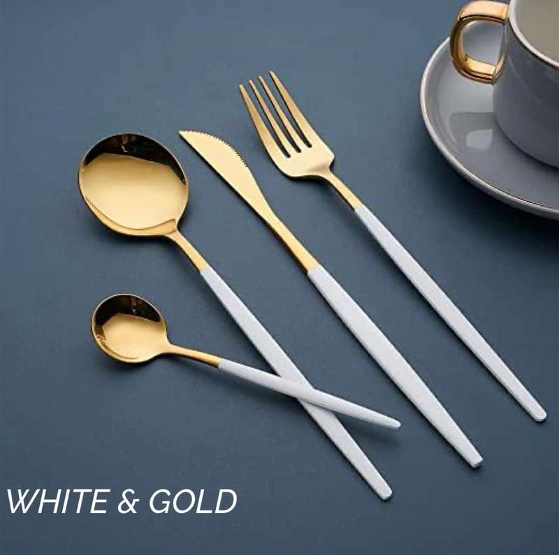 2 Tone Cutlery Set 24pcs Set - Gray and Gold