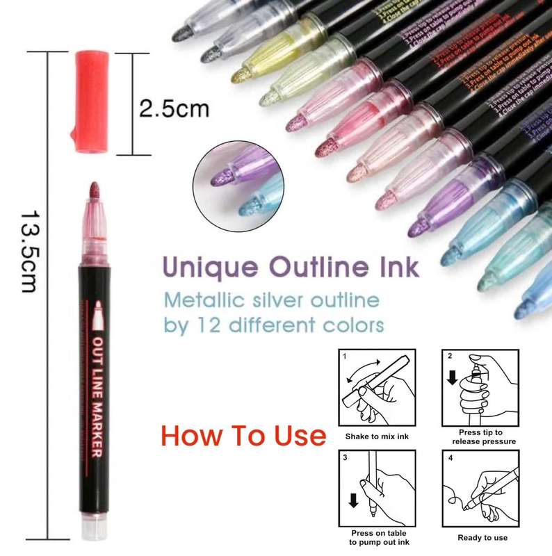 ZS - Magical Outline Markers 12pcs Pack