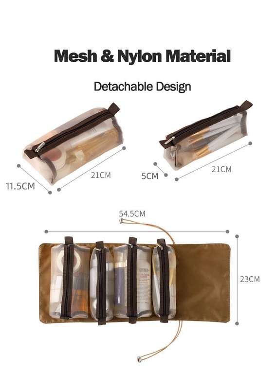 ZS - 4 IN 1 Detachable Toiletry Make up Storage Bag - Beige