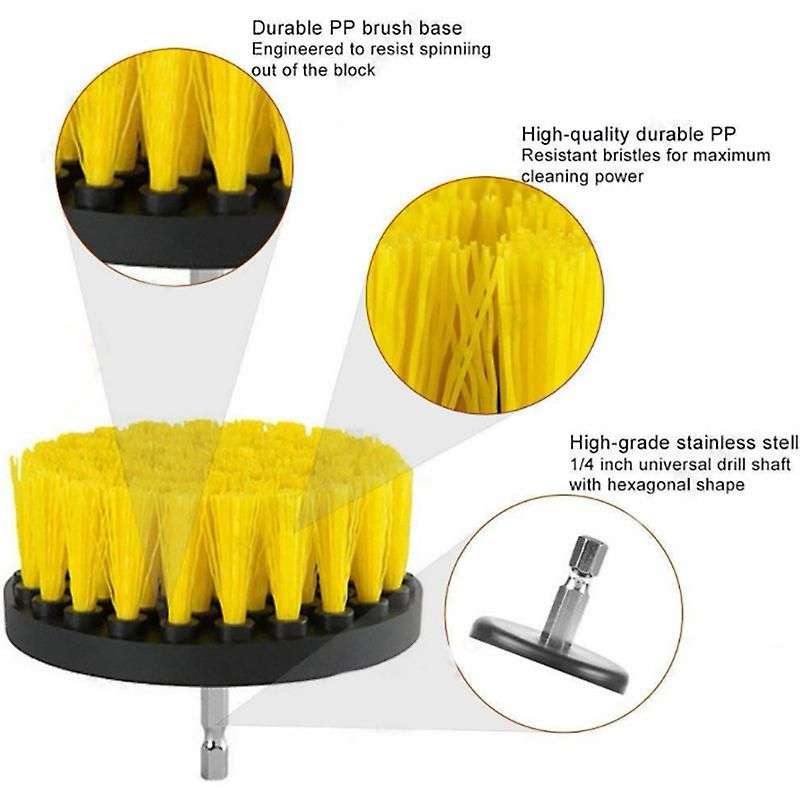 Drill Brush Set Attachment Kit Pack of 3 - All Purpose Power Scrubbe