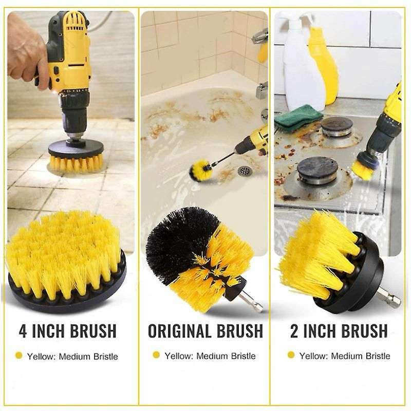 Drill Brush Set Attachment Kit Pack of 3 - All Purpose Power Scrubbe